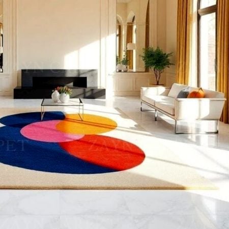 Handcrafted Color Block Abstract Modern Living Room Rug